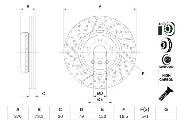 BOSCH 0986479E10 Brake Disc Front Fits BMW 1 Series 2 Series 3 Series 4 Series