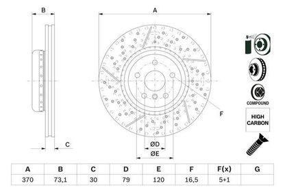 BOSCH 0986479E10 Brake Disc Front Fits BMW 1 Series 2 Series 3 Series 4 Series