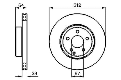 BOSCH 0986479040 Brake Disc Front Vented Fits Mercedes-Benz CLS E-Class