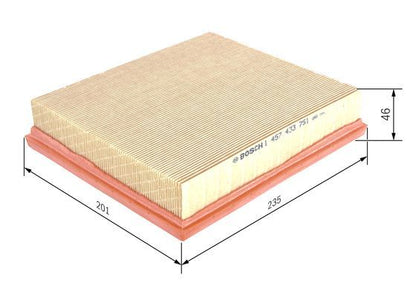 BOSCH 1457433751 Air Filter 235mm Length Insert 46mm Height Fits Mercedes SLK