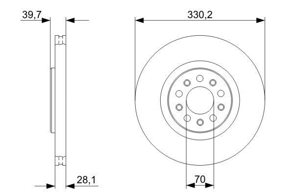 BOSCH 0986479290 Brake Disc Front Vented 330mm Outer Ø Fits Alfa Romeo Jeep