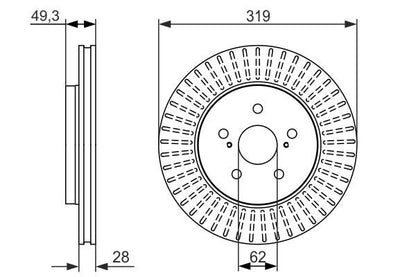 BOSCH 0986479722 Brake Disc Front Vented 319mm Ø Fits Lexus RX Toyota Harrier