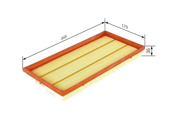 BOSCH 1457433272 Air Filter 345mm Length Insert 35.5mm Height Fits Volvo S40 V40