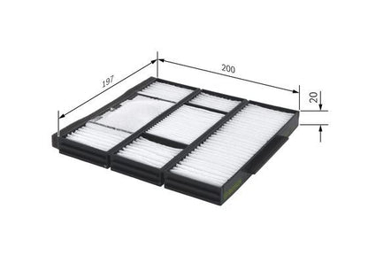 BOSCH 1987432155 Cabin Filter 197mm Length Particulate 20mm Height Fits Toyota