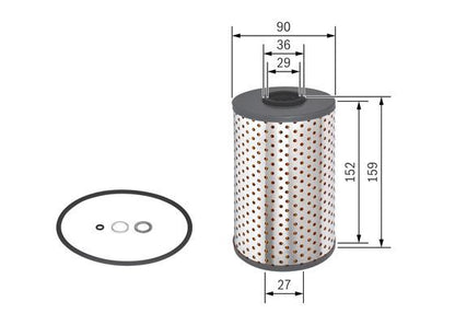 BOSCH 1457429123 Oil Filter 90mm Outer Ø Insert For BMW Land Rover Opel Vauxhall