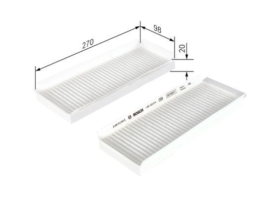 BOSCH 1987435074 Cabin Air Filter 270mm Length Particulate Fits Ssangyong