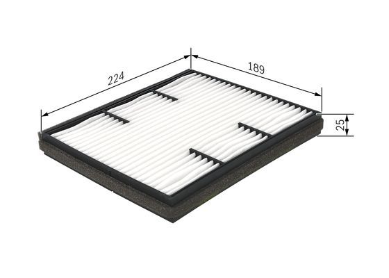 BOSCH 1987432223 Cabin Air Filter 198mm Length Particulate Fits Chevrolet Daewoo