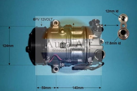 Auto Air 14-1664 A/C Compressor Air Conditioning Fits Saab 9-5 Vauxhall Insignia