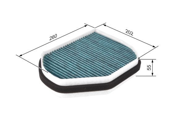 BOSCH 0986628511 Cabin Air Filter 260mm 55mm Height Fits Chrysler Mercedes-Benz