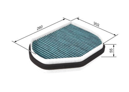 BOSCH 0986628511 Cabin Air Filter 260mm 55mm Height Fits Chrysler Mercedes-Benz