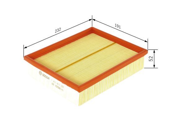 BOSCH 1457433289 Air Filter 232mm Length Insert Fits Fiat Multipla Multipla Van