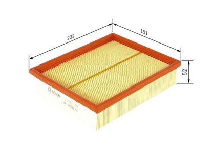 BOSCH 1457433289 Air Filter 232mm Length Insert Fits Fiat Multipla Multipla Van