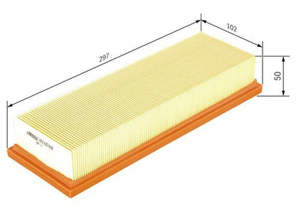 BOSCH 1457433606 Air Filter 297mm Length Insert Fits Citroën Peugeot Renault