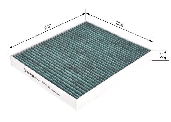 BOSCH 0986628525 Cabin Air Filter 267mm Activated Carbon Fits Opel Vauxhall