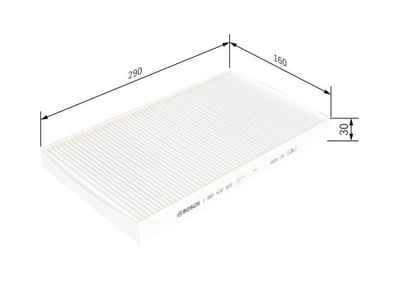 BOSCH 1987432003 Cabin Air Filter 290mm Particulate Fits Alfa Romeo Fiat Lancia