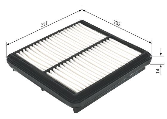 BOSCH 1457433963 Air Filter 211mm Length Insert Fits Daewoo Damas Lanos