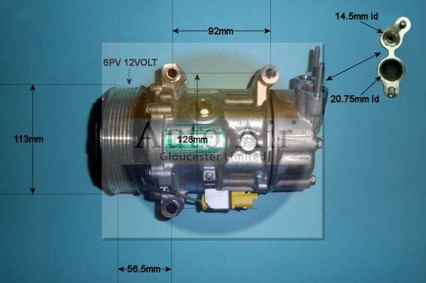 Auto Air 14-1125 A/C Air Con Compressor Air Conditioning 12V Voltage Fits Mini