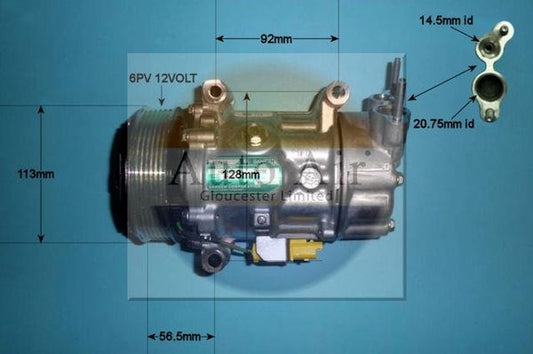 Auto Air 14-1125 A/C Air Con Compressor Air Conditioning 12V Voltage Fits Mini