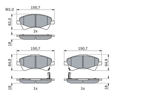 BOSCH 0986494187 Brake Pad Set For Disc Brake 19.3mm Thickness Fits TOYOTA LEXUS