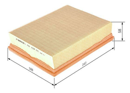 BOSCH 1457433771 Air Filter 242mm Length Insert Fits Opel Vectra Vauxhall Vectra