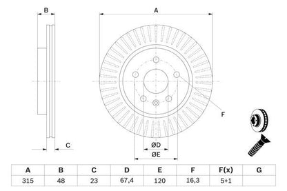 BOSCH 0986479514 Brake Disc Rear Vented Fits Chevrolet Opel Saab Vauxhall