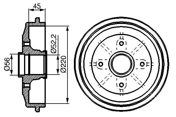 BOSCH 0986477151 Brake Drum Rear With Wheel Bearing Fits Peugeot 206 208 206+