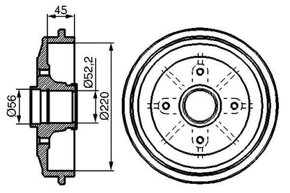 BOSCH 0986477151 Brake Drum Rear With Wheel Bearing Fits Peugeot 206 208 206+