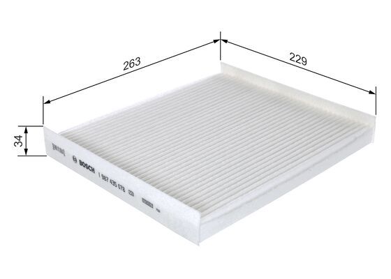 BOSCH 1987435078 Cabin Air Filter 229mm Length Particulate Fits Hyundai Kia