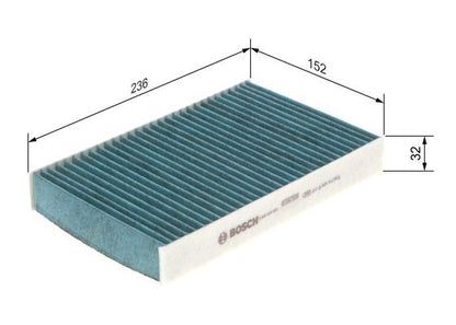 BOSCH 0986628550 Cabin Air Filter 236mm Activated Carbon Fits Nissan Renault