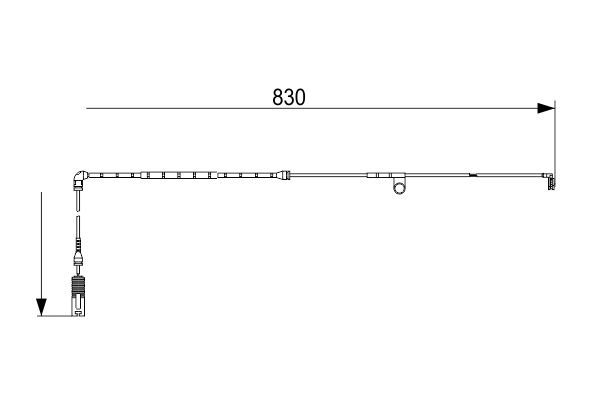BOSCH 1987473579 Brake Pad Wear Warning Contact 830mm Length Fits LAND ROVER