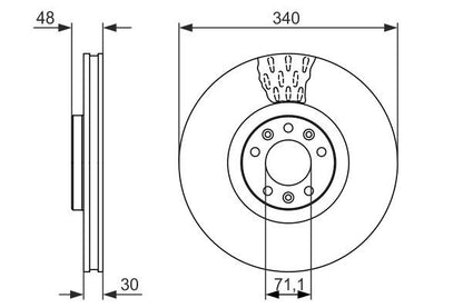 BOSCH 0986479092 Brake Disc Front Fits Citroën C5 C6 Peugeot 407 508 508 SW