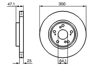BOSCH 0986479227 Brake Disc Front Vented 300mm Outer Ø Fits Honda Accord