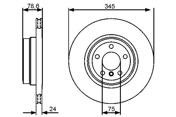 BOSCH 0986479443 Brake Disc Rear Vented 345mm Outer Diameter Fits BMW X5 X6