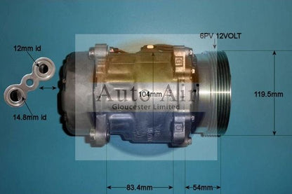 AUTO AIR 14-1164 Air Conditioning Compressor Fits Seat Alhambra VW Sharan