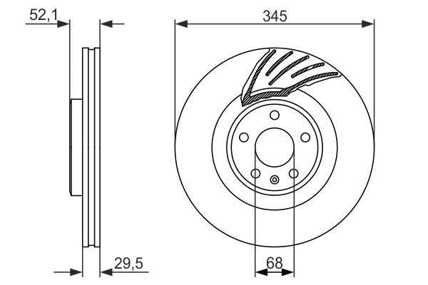 BOSCH 0986479590 Brake Disc Front Vented 345mm Outer Ø Fits Audi A4 A5 Q5