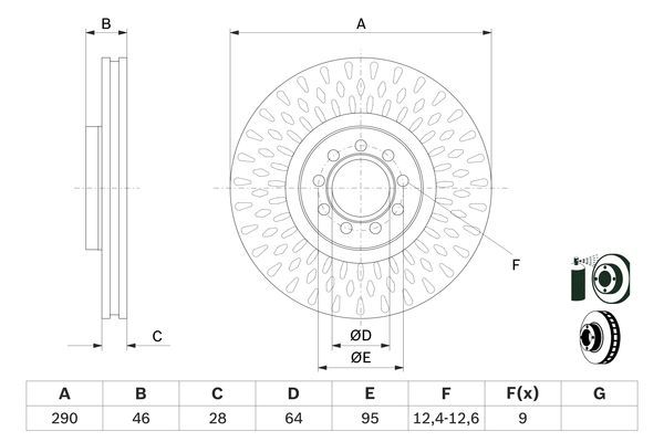 BOSCH 0986479718 Brake Disc Front Fits Iveco Daily Daily Citys Daily Line