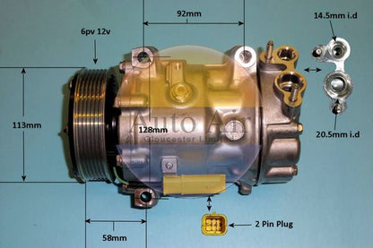 Auto Air 14-1864 A/C Compressor Air Conditioning Fits Citroen Fiat Peugeot