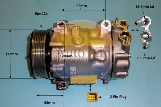 Auto Air 14-1864 A/C Compressor Air Conditioning Fits Citroen Fiat Peugeot