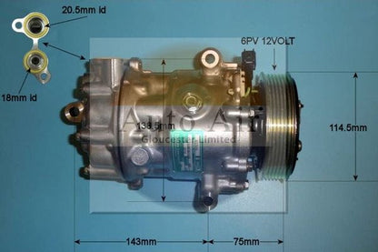 Auto Air 14-0057 A/C Compressor Air Conditioning Fits Citroen Ford Peugeot
