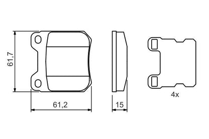 BOSCH 0986490500 Brake Pad Set For Disc Brake Rear Fits Opel Saab Vauxhall
