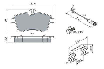 BOSCH 0986494085 Brake Pad Set For Disc Brake Front 19.1mm Thickness For B-Class