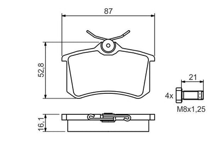 BOSCH 0986494399 Brake Pads Rear 16mm Thickness Fits Peugeot Renault Vauxhall