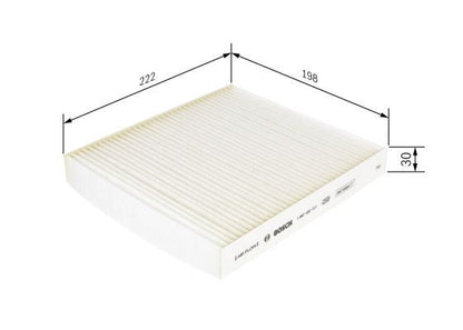 BOSCH 1987432121 Cabin Air Filter 222mm Length Particulate Fits MG Rover