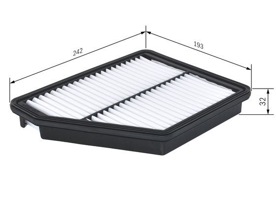 BOSCH 1457433584 Air Filter 242mm Length Insert 32mm Height Fits Hyundai Matrix