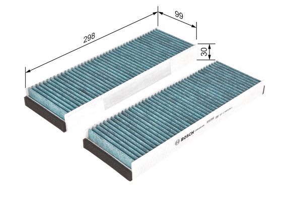 BOSCH 0986628505 Cabin Air Filter 308mm Activated Carbon For Audi Lamborghini VW