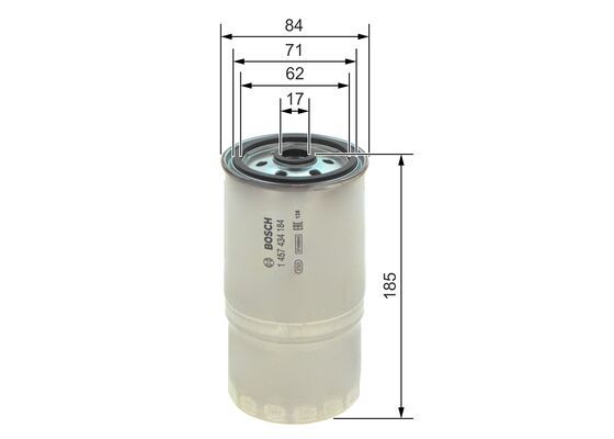 BOSCH 1457434184 Fuel Filter Spin-On 84mm Ø 184.5mm Height Fits Audi Volvo VW