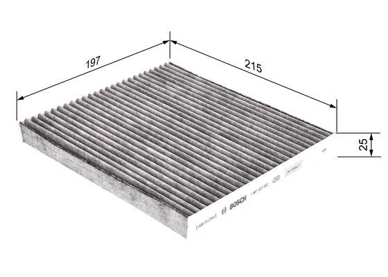 BOSCH 1987432392 Cabin Air Filter 197mm 25mm Height For Mazda CX-7 Mazda2 Mazda6