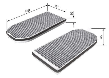 BOSCH 1987432362 Cabin Air Filter 368mm Length 30mm Height Fits BMW 7 Series