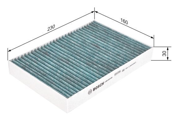 BOSCH 0986628526 Cabin Air Filter 230mm Activated Carbon Fits Nissan Renault