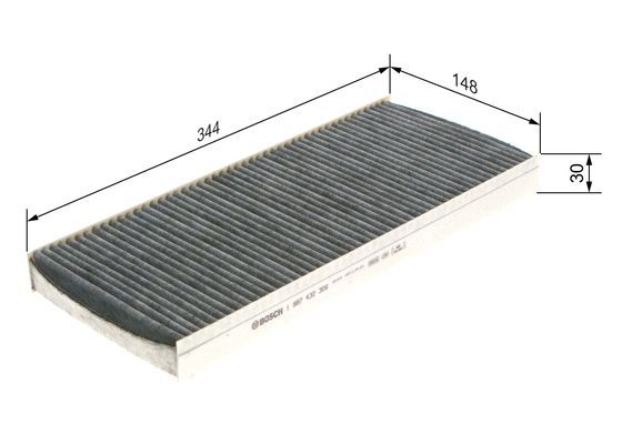 BOSCH 1987432306 Cabin Air Filter 344mm Length Activated Carbon Fits Ford Mazda